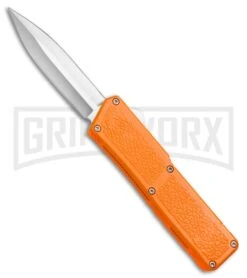 Lightning Orange D/A OTF Automatic Knife - Dagger Satin Plain
