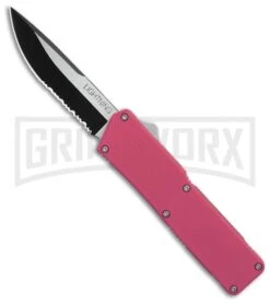 Lightning Pink D/A OTF Automatic Knife - Two-Tone Serr