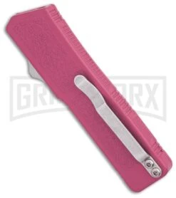 Lightning Pink D/A OTF Automatic Knife - Two-Tone Serr -Grindworx Shop Lightning Pink DA OTF Auto TT Serr GX 31868 side large