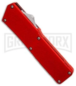Lightning Red D/A OTF Automatic Knife - Dagger Two-Tone Serr 4TH18 -Grindworx Shop Lightning Red DA Dagger Two Tone Serr BP 30349 er spine large