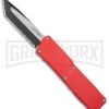 Lightning Red D/A OTF Automatic Knife - Tanto Two Tone Serr