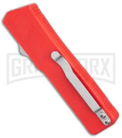 Lightning Red D/A OTF Automatic Knife - Tanto Two Tone Serr 6 Lightning Red D/A OTF Automatic Knife - Tanto Two Tone Serr -Grindworx Shop Lightning Red DA OTF Auto Tanto TT Serr GX 39135 jr side large
