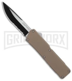 Lightning Tan D/A OTF Automatic Knife - Two-Tone Serr