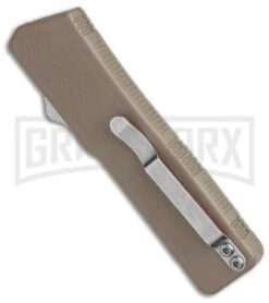 Lightning Tan D/A OTF Automatic Knife - Two-Tone Serr -Grindworx Shop Lightning Tan DA OTF Auto TT Serr GX 31873 jr side large