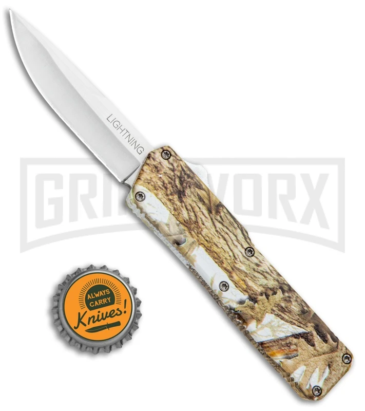Lightning Tree Camo D/A OTF Automatic Knife - Satin Plain 4 Lightning Tree Camo D/A OTF Automatic Knife - Satin Plain - Image 4