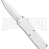 Lightning White D/A OTF Automatic Knife - Satin Dagger Serrated