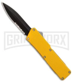 Lightning Yellow D/A OTF Automatic Knife - Black Dagger Serr