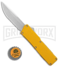 Lightning Yellow D/A OTF Automatic Knife - Satin Serr 7 Lightning Yellow D/A OTF Automatic Knife - Satin Serr -Grindworx Shop Lightning Yellow DA Satin Serr BP 27629 er bottlecap large