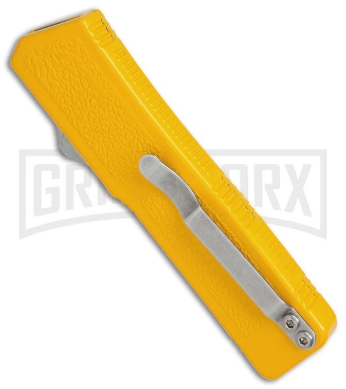 Lightning Yellow D/A OTF Automatic Knife - Satin Serr 2 Lightning Yellow D/A OTF Automatic Knife - Satin Serr - Image 2