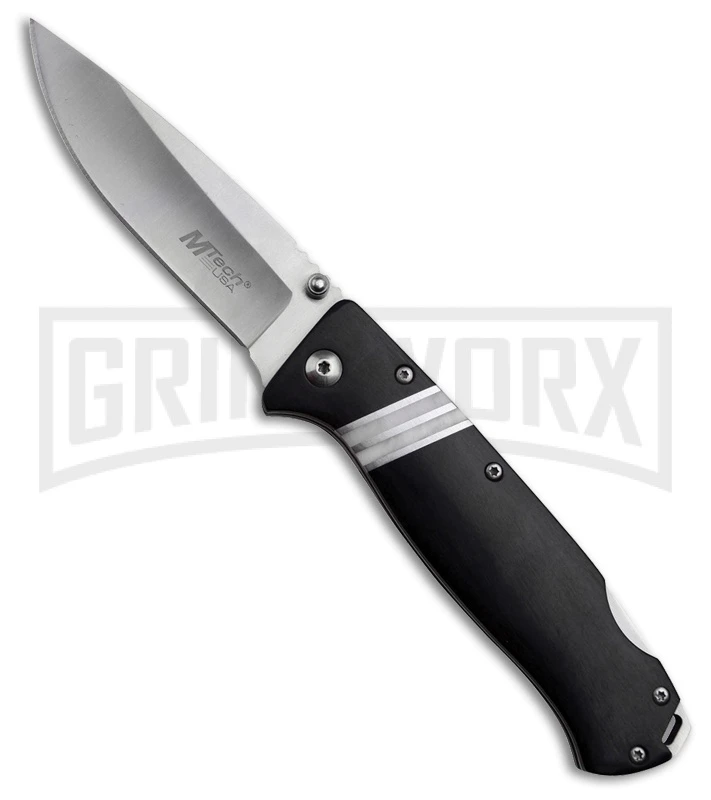 M-Tech USA Blockade Black Pakkawood Lockback Folding Knife - Satin Plain 1 M-Tech USA Blockade Black Pakkawood Lockback Folding Knife - Satin Plain