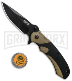 M&P M2.0 Black/Tan Ultra Glide Folding Knife - Black Plain -Grindworx Shop MP M2.0 Ultra Glide LL Black Tan Black 1085908 BHQ 80737 jr bottlecap large