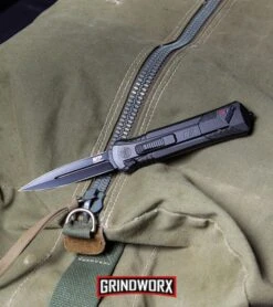 Smith & Wesson Spring Assisted Finger Actuator Tanto OTF Knife - Black Plain -Grindworx Shop MP OTF Spring Assisted Spear Point Knife Gray Black BHQ 80731 kp lifestyle web large