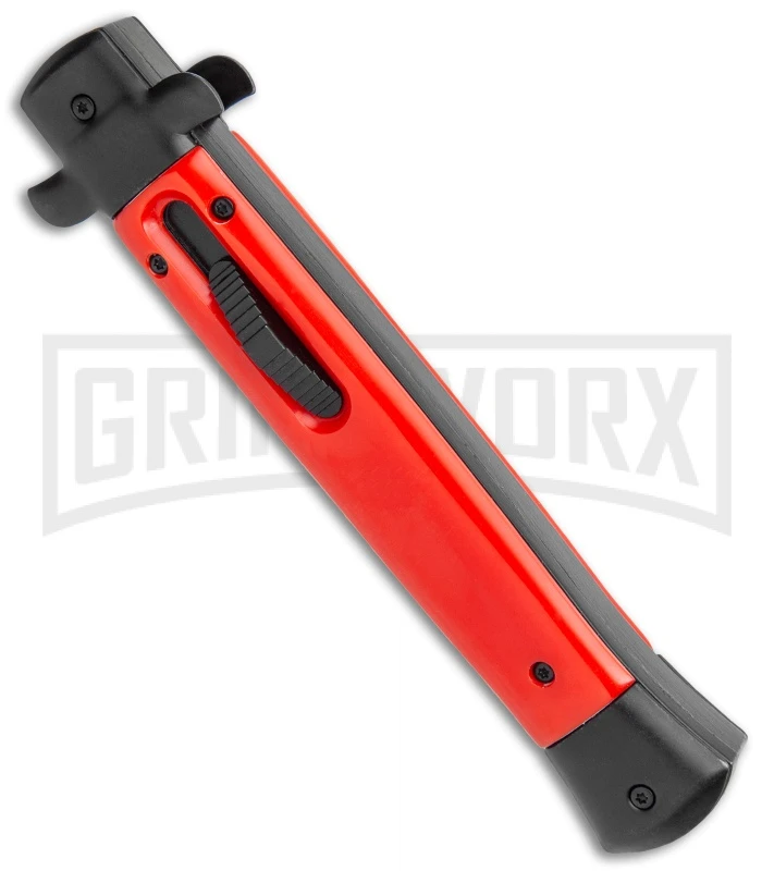 Mago 11" Bayonet Italian Stiletto OTF Knife Red W/Black Bolster - Satin Plain 2 Mago 11" Bayonet Italian Stiletto OTF Knife Red W/Black Bolster - Satin Plain - Image 2