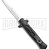 Mago 9" Black Marble Italian Stiletto OTF Automatic Knife - Satin Plain