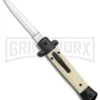 Mago 9" Sim Ivory Italian Stiletto OTF Auto Knife - Dagger Satin Plain