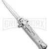 Mago 9" White Marble Italian Stiletto OTF Automatic Knife Dagger - Satin Plain