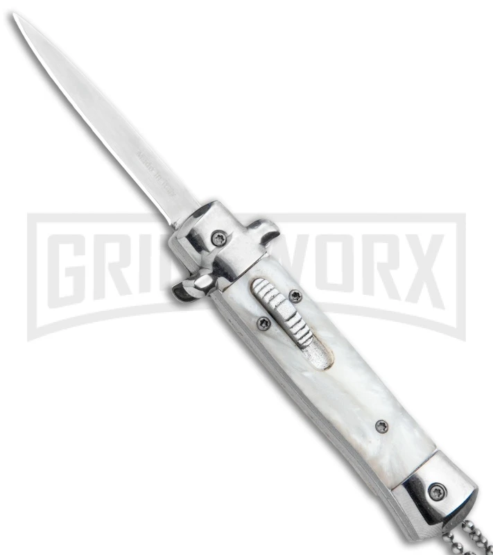 Mago 4.75" Mini Stiletto OTF Automatic Knife - White 1 Mago 4.75" Mini Stiletto OTF Automatic Knife - White