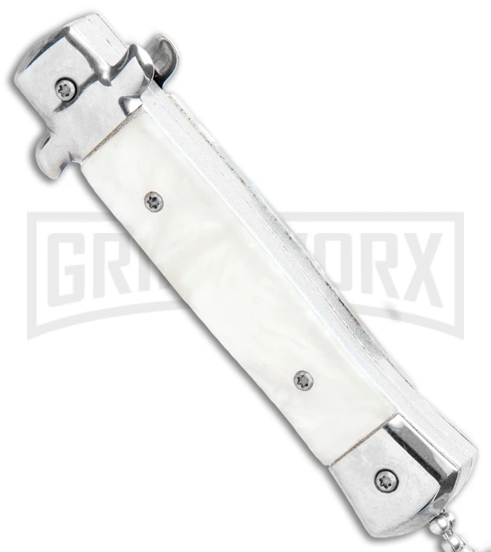 Mago 4.75" Mini Stiletto OTF Automatic Knife - White 3 Mago 4.75" Mini Stiletto OTF Automatic Knife - White - Image 3