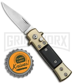 TIGER Mini Duck Auto Stiletto Black Automatic Knife - Satin Plain -Grindworx Shop Mini Duck Stiletto Black BP 10192 jr bottlecap large