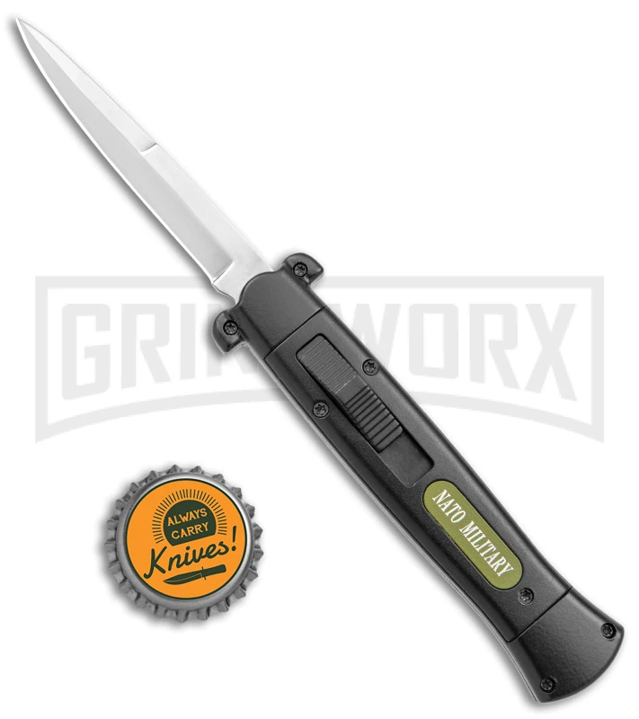 NATO OTF Black Bayonet Knife - Satin Plain 4 NATO OTF Black Bayonet Knife - Satin Plain - Image 4