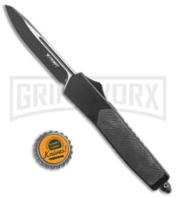 No Limit Knives Instigator Black OTF Automatic Knife - Two-Tone Drop Point Plain -Grindworx Shop No Limit Knives Instigator Black OTF Auto Modified TT GX 38879 jr bottlecap large