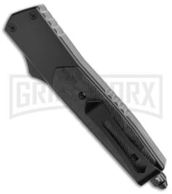 No Limit Knives Instigator Black OTF Automatic Knife - Two-Tone Drop Point Plain -Grindworx Shop No Limit Knives Instigator Black OTF Auto Modified TT GX 38879 jr side large