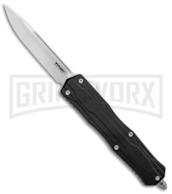 No Limit Knives Manis Black OTF Automatic Knife - Drop Point Satin Plain