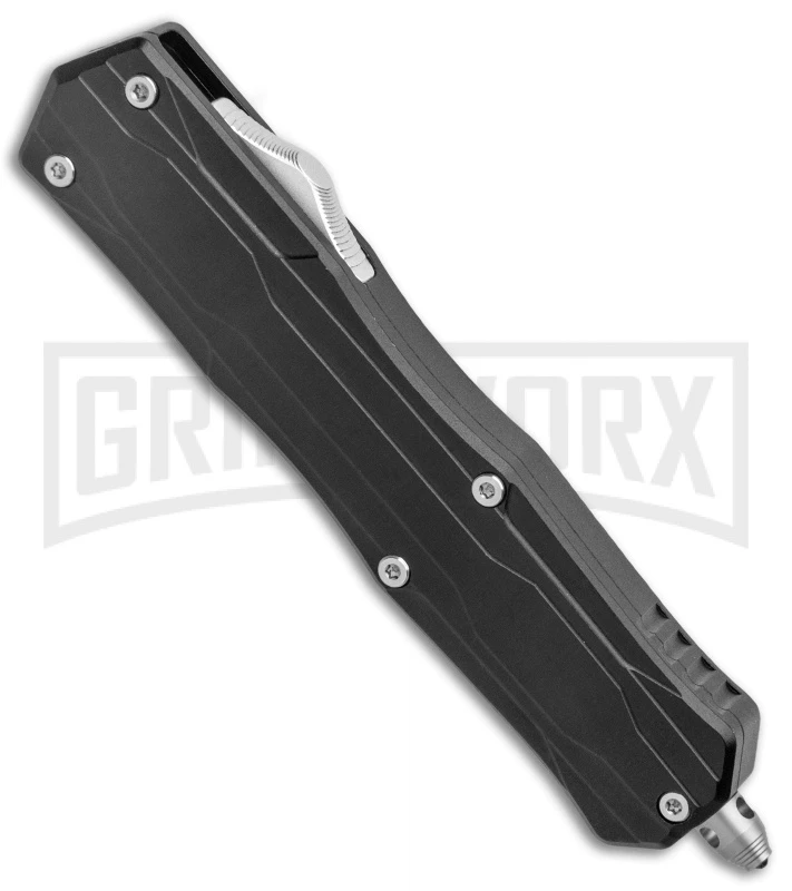 No Limit Knives Manis Black OTF Automatic Knife - Drop Point Satin Plain 2 No Limit Knives Manis Black OTF Automatic Knife - Drop Point Satin Plain - Image 2