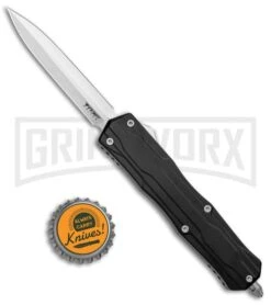 No Limit Knives Manis Black OTF Automatic Knife - Dagger Satin Plain -Grindworx Shop No Limit Knives Manis Black OTF Auto Dagger Satin GX 34119 jr bottlecap large