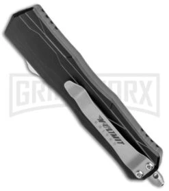 No Limit Knives Manis Black OTF Automatic Knife - Dagger Satin Plain -Grindworx Shop No Limit Knives Manis Black OTF Auto Dagger Satin GX 34119 jr side large
