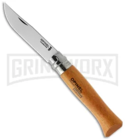 Opinel Knives No. 9 Beech Wood Folding Knife - Carbon Steel Plain