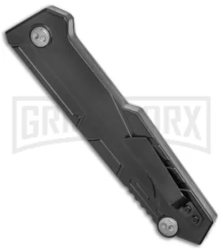 Rumble Scian Black D/A OTF Automatic Knife - Blk Tanto 2 Tone W/ Fuller -Grindworx Shop Rumble Black DA OTF Auto Black Tanto TT GX 38035 jr side large