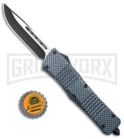 SDS Ultro Sim. Carbon Fiber OTF Auto Knife - Two Tone Drop Point -Grindworx Shop Rumble Sim CF OTF Auto TT DP GX 38413 jr bottlecap large