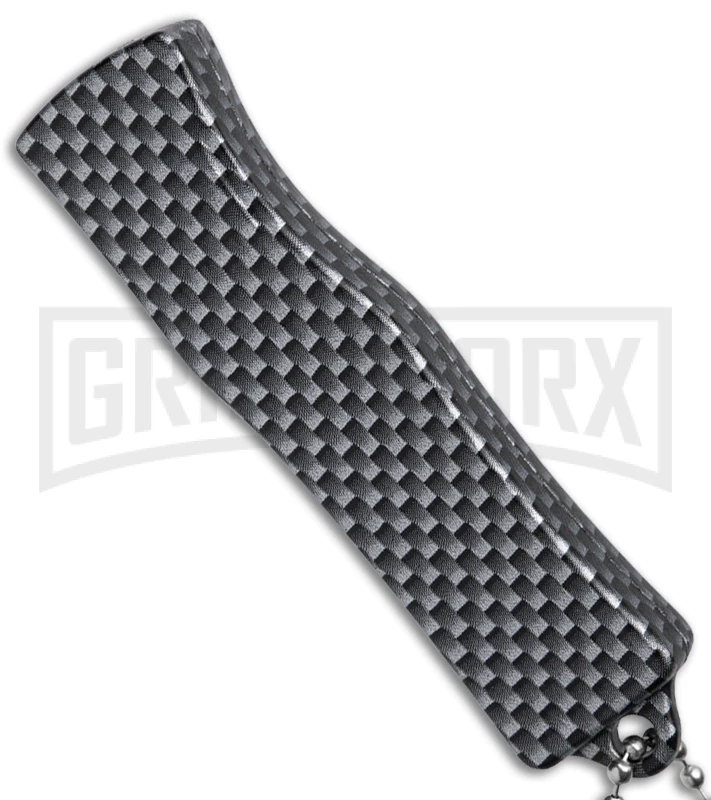 Skull Mini Dog Tag Gray Black Carbon Fiber D/A OTF Automatic Knife - Satin Plain 3 Skull Mini Dog Tag Gray Black Carbon Fiber D/A OTF Automatic Knife - Satin Plain - Image 3