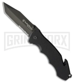 Smith & Wesson Border Guard SWBG2TSW G-10 Manual Folding Knife - Black Serr
