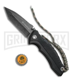 Smith & Wesson Black G-10 Tanto Folding Knife - Black SW Plain -Grindworx Shop Smith Wesson G 10 LL Black Black SW SW604 BHQ 67524 jr bottlecap large