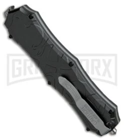 Smith & Wesson Spring Assisted Finger Actuator Tanto OTF Knife - Black Plain -Grindworx Shop Smith Wesson OTF Assist Finger Actuator Tanto Black SWOTF9TB BHQ 67477 jr side large