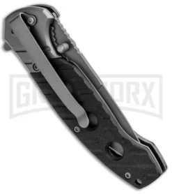 Smith & Wesson Black G-10 Clip Folding Knife - Gray Ti Plain -Grindworx Shop Smith and Wesson Clip LL Black G 10 Gray 1100062 BHQ 93644 jr side large