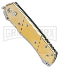 Grindworx Shop -Grindworx Shop Super Knife Croc Auto Stainless Gold Gold Inlay Gold Serr GX 34967 jr spine large