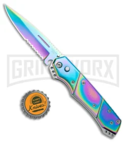 Super Knife Croc Automatic Knife Stainless Rainbow Spectrum (3.5 Spectrum) Serr 7 Super Knife Croc Automatic Knife Stainless Rainbow Spectrum (3.5 Spectrum) Serr -Grindworx Shop Super Knife Croc Auto Stainless Rainbow Spectrum Spectrum Serr GX 34964 jr bottlecap large