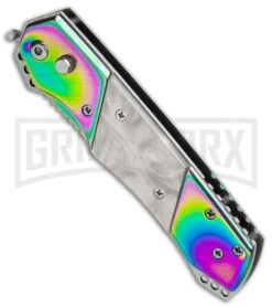 Grindworx Shop -Grindworx Shop Super Knife Croc Auto Stainless Rainbow White Spectrum Serr GX 35780 jr spine large