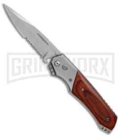 Grindworx Shop 42 Super Knife Croc Automatic Knife Stainless W/ Rosewood Inlay - Satin Serr