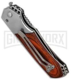 Grindworx Shop -Grindworx Shop Super Knife Croc Stainless Rosewood Inlay satin serr BP 30075 er side large