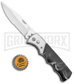 Super Knife Dingo Black Marble Acrylic Automatic Knife - Satin Serr 7 Super Knife Dingo Black Marble Acrylic Automatic Knife - Satin Serr -Grindworx Shop Super Knife Dingo Black Marble Acrylic Auto Satin Serr GA623SLMBK GX 33496 jr bottlecap large