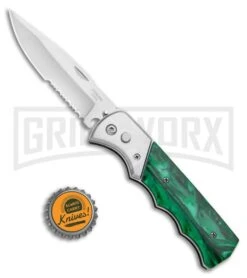 Super Knife Dingo Green Acrylic Automatic Knife - Satin Serr 7 Super Knife Dingo Green Acrylic Automatic Knife - Satin Serr -Grindworx Shop Super Knife Dingo Green Acrylic Automatic Knife Satin Serrated GX 33704 ns bottlecap large