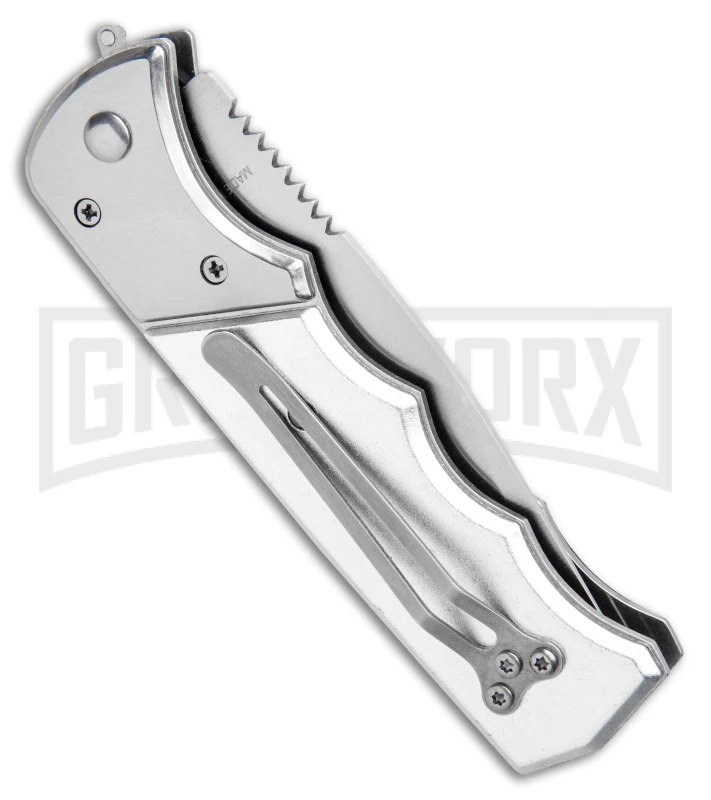 Super Knife Dingo Green Acrylic Automatic Knife - Satin Serr 3 Super Knife Dingo Green Acrylic Automatic Knife - Satin Serr - Image 3