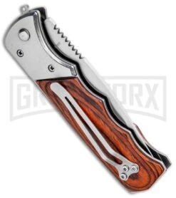 Super Knife Dingo Rosewood Automatic Knife - Satin Serr 6 Super Knife Dingo Rosewood Automatic Knife - Satin Serr -Grindworx Shop Super Knife Dingo Rosewood Auto Satin Serr GA623WSL GX 33498 jr side large