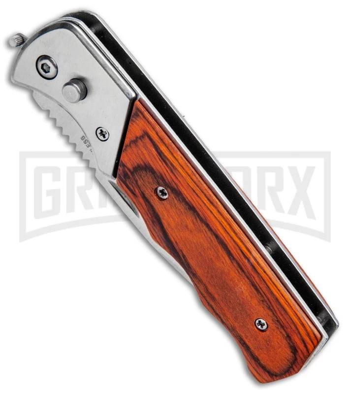 Super Knife Dingo Rosewood Automatic Knife - Satin Serr 2 Super Knife Dingo Rosewood Automatic Knife - Satin Serr - Image 2