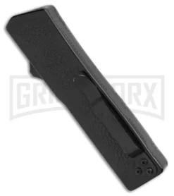 Thunder Black D/A OTF Automatic Knife - Black Serrated 6 Thunder Black D/A OTF Automatic Knife - Black Serrated -Grindworx Shop Thunder Black DA OTF Auto Black Serr GX 34186 jr side large