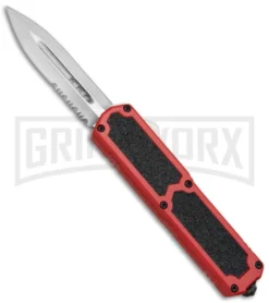 Titan Red D/A OTF Automatic Knife - Dagger Satin Serr